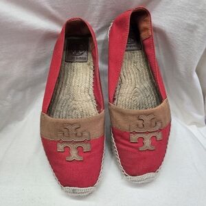 Tory Burch Red and Tan Espadrilles Size 11